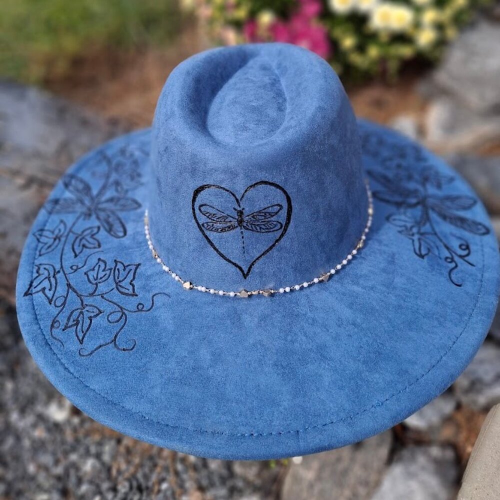Hand burned ladies hat